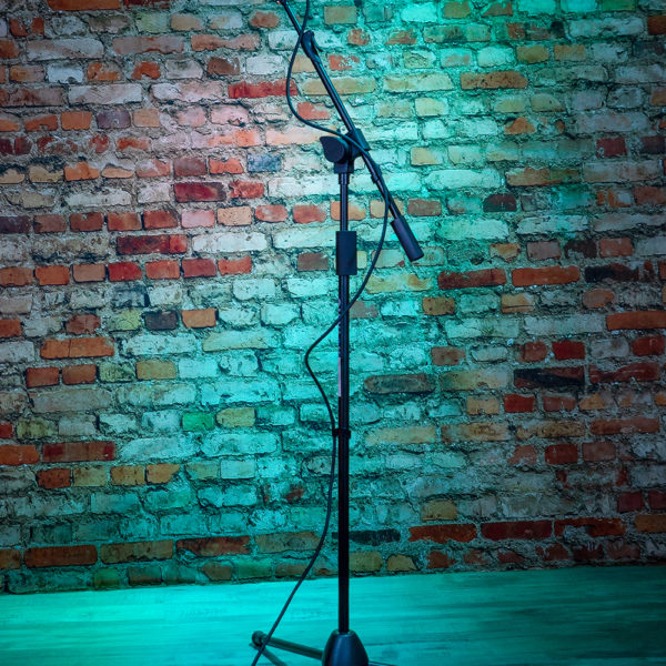 detail view of mic boom stand