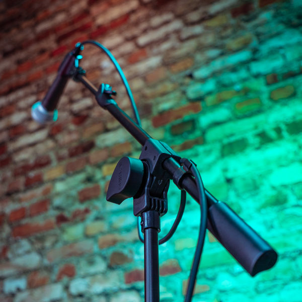 detail view of mic boom stand