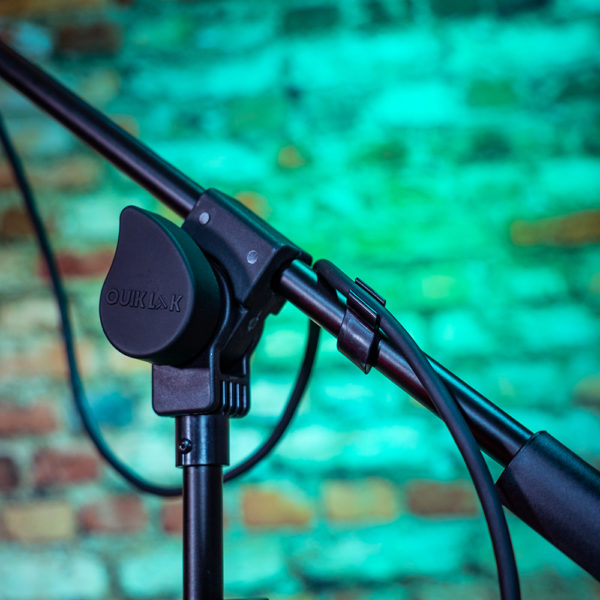 detail view of mic boom stand