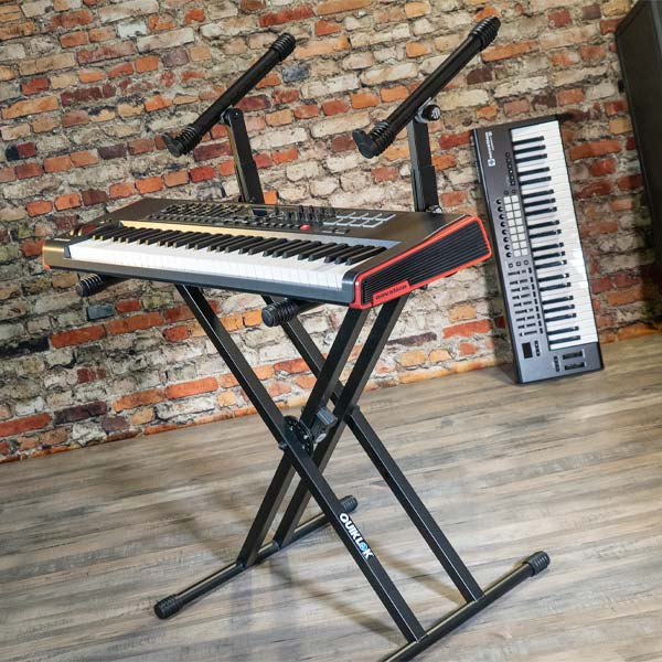 Pro 2-Tier X Style Dual Keyboard Stand Adjustable Electronic Piano Double New 