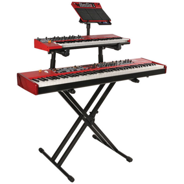 Quik Lok Double Keyboard stand with tablet holder