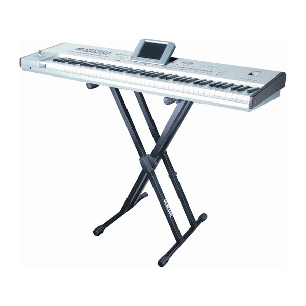 keyboard stand shown with keyboard
